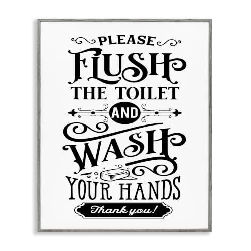 Vintage Bathroom Humor Typography, 11 x 14 Inch Framed Giclée Print