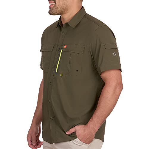 The American Outdoorsman Men's Blackfoot River Fishing Shirt, Short Sleeve Performance Sun Protective Fisherman Shirt (Jungle Green, Xxl) #TOP2