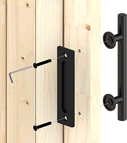 WOLFBIRD 30CM Scheunentorgriff, Schiebetür zieht-Griff,Schwarz Türgriff, Schiebetürgriff Doppelseitiger Griff für Eine Holztür