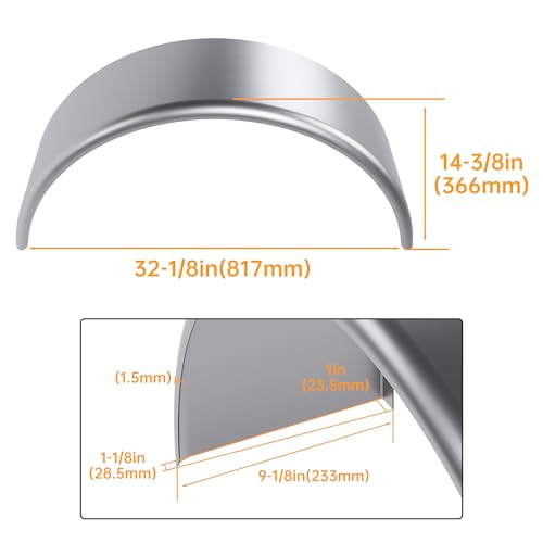 HECASA Single Axle Trailer Fenders W/Fender Backs Fits 14" to 16" Wheels - 32" x 9" x 15" Replacement for Car Hauler Trailer Cargo Trailer Utility Trailer Landscape Trailer Steel Round (2Pcs)