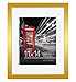 Americanflat 11x14 Gold Picture Frame - Display Pictures 8x10 with Mat or 11x14 without Mat - Wall Mounting Material Included