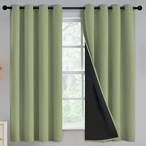Yakamok Sage Blackout Curtains 63 inches Long for Bedroom 52" Wide 2 Panels