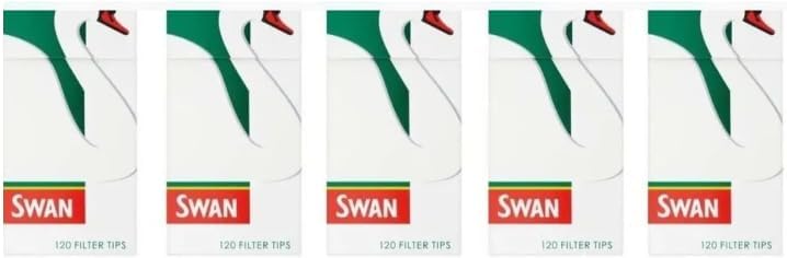 600 Swan Menthol Extra Slim Filter Tips - 5 Packs of 120 Pre-Cut 4 x 4 x 2 cm Filters | Cigarette Filter Tips - Premium Smoking Accessories by Swiss+