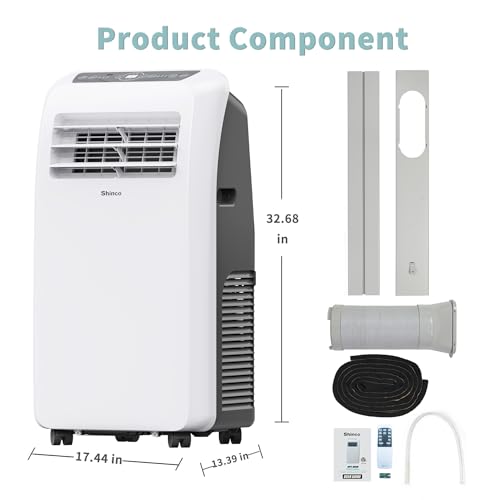 Image of Shinco 10,000 BTU Portable Air Conditioner - 3-in-1 Cool /Dehumidifier /Fan for Rooms Up to 400 sq.ft, Remote Control & 24H Timer, Compact AC Unit for Bedroom /Office