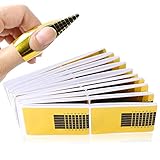 Qufiiry Nagel Schablone, 200 Stück Nagelschablonen, Nagel Verlängerung Golden Schablonen, Modellier Schablone Selbstklebend für Gel Nägel, für Gel Nägel & Nagel Verlängerung