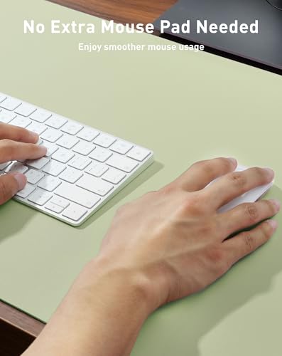 Image of Aothia Faux Leather Desk Mat - Large Mouse Pad, Non-Slip PU Leather Blotter, Waterproof Writing Surface for Office and Home (Grass Green, 40 inch x 24 inch)