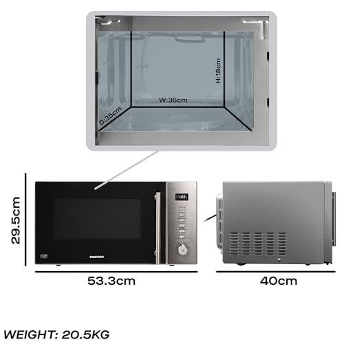 Daewoo 900W 30L Combination Microwave with 1250W Grill & 2200W Convection KOC9C5T Easy-To-Clean Stainless Steel Cavity and Jet Defrost Function, 8 Auto Cook Pre-Settings and Adjustable Timer - Image 6