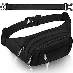 Large Fanny Pack for Women Men – Syican Waist bag with 4-Zipper Pockets, Gifts for Enjoy Sports Traveling Workout Casual Hands-Free crossbody bags Fits MAX 7.9” iPad & 6.6” Phone Black