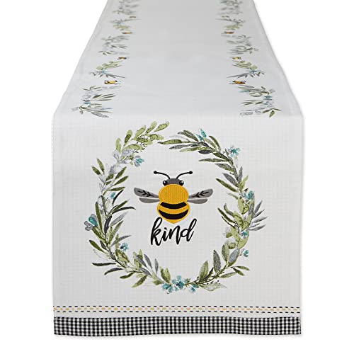Dii Bumblebee Checkered Kitchen Collection, Reversible Table Runner, 14X108, Bee Kind Gingham #TOP1
