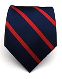 100% Silk Woven Navy and Red Striped Tie