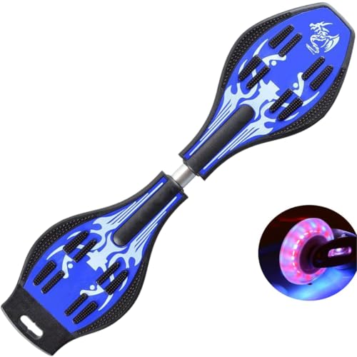 ERNAN Waveboard,Waveboard con LED Ruote,per bambini Street Surfen Caster Torsion Skateboard Double Decks Casterboard for Kids/Teens (DEEP BLUE)