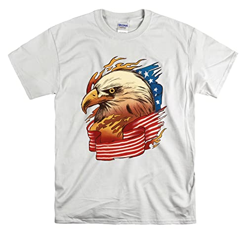 T-shirt USA Eagle Cool en coton blanc pour homme et femme