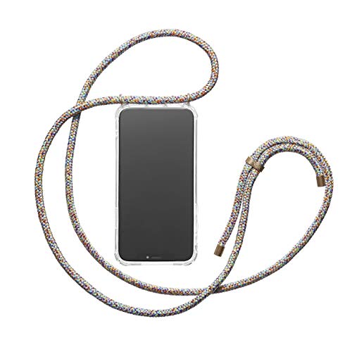 KNOK Collana per cellulare compatibile con Apple iPhone 13 Pro, in silicone con nastro, per smartphone da appendere, custodia trasparente con cordino, custodia protettiva con cordoncino (oro