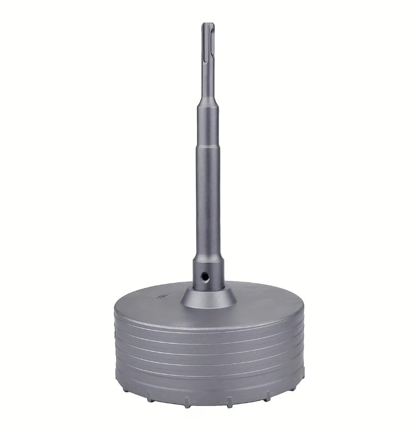 CAROTATRICE FRESA A TAZZA DA 160 mm CON ASTA SDS PLUS (DIAMETRO PERNO 10mm) LUNGHEZZA 350 mm PER FORARE CEMENTO (NON ARMATO) CALCESTRUZZO, MATTONI, PIETRA