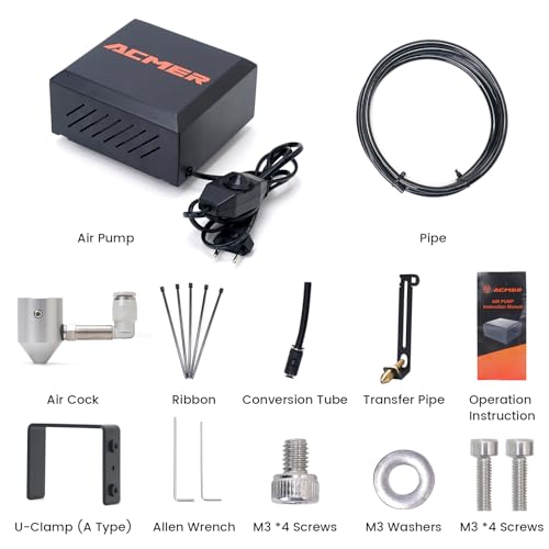 ACMER Air Assist para cortador e gravador a laser, kit de bomba auxiliar de ar C4 com 30 L/min ajust