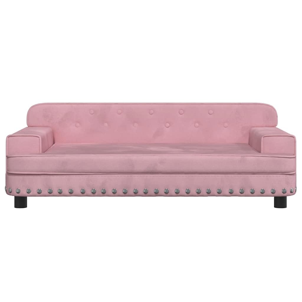 Cuccia per cani in velluto rosa con imbottitura in schiuma, 90 x 53 x 30 cm, struttura stabile in legno di pino, divano antiscivolo per cani di piccola taglia, adatto agli animali