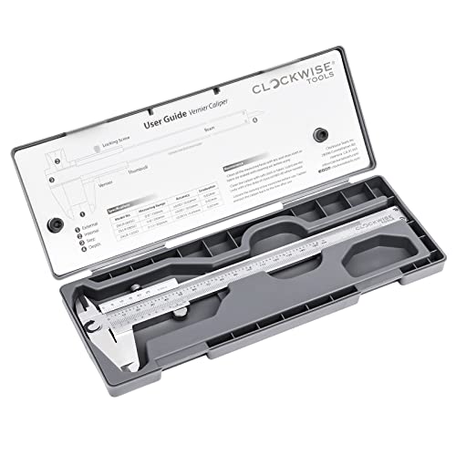 Image of Clockwise Tools Vernier Caliper, DVLR-0605D 0-6 Inch /150 mm, Inch /Metric Conversion, Stainless Steel