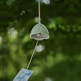 Oavand Ceramic Cherry Blossom Small Japanese Wind Chimes Outdoor, Handmade Pendants Wind Bells/Ceramic Wind Chimes for Outside with Soothing Melodic Tones for Garden Patio Balcony Home Décor (Green)