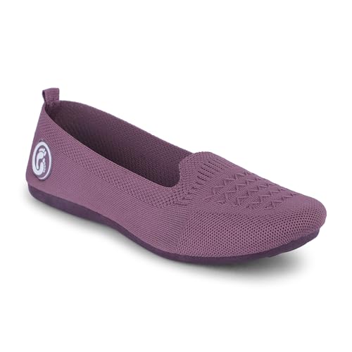 Image of Women Lightweight Knitted Ballerina Flats Slipon Dusty Mauve Comfort Fitx2