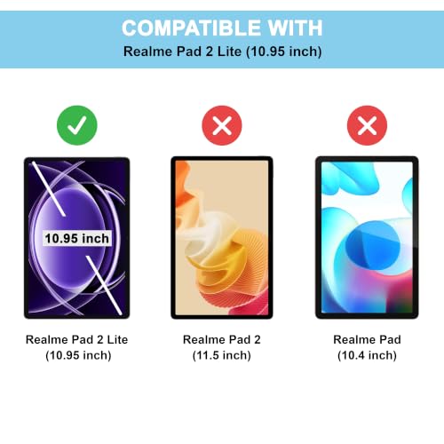 Image of CEDO Smart Case for Realme Pad 2 Lite (10.95 in) Tri-Fold Flip Folio Cover | Pencil Holder | Auto Wake-Up /Sleep Mode | Multi View Angles Stand TPU Backcover (Black)