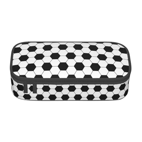 Image of Soccer Texture Pencil Case Big Capacity Storage Pencil Pouch Stationery Bags With Zipper Portable Pen Holder Box Organizer For Boys Girls Teens Student College School Office Supplies