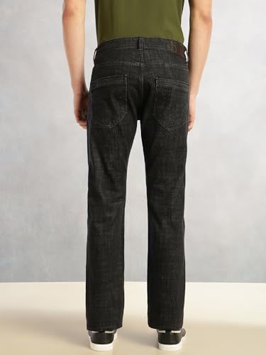 Image of Thomas Scott Men Slim Fit Mid Rise Stretchable Light Fade Jeans | Dark Blue Medium Wash Five Pocket Denim for Casual and Smart Casual Wear