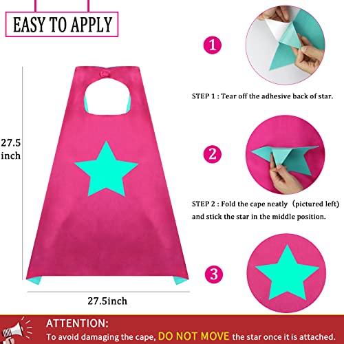 Irolewin Superhero Boys-Girls-Cape And Mask For Kids Super Hero Dress Up Costume Halloween Party Favors Double-Sided (Rose-Green) #TOP4