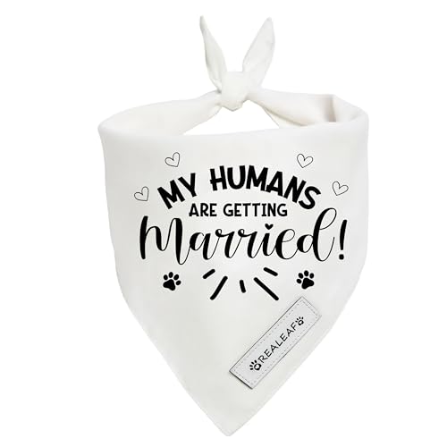 Realeaf My Humans are Getting Married Dog Bandana Wedding Outfit for Boy and Girl Premium Durable Fabric Engagement Announcement for Large and XLarge Dogs (Small)