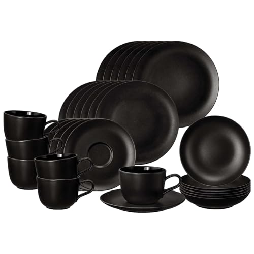 Resistente e versatile: realizzato in porcellana di alta qualità, il servizio è lavabile in lavastoviglie, adatto al microonde e al forno – perfetto per un uso quotidiano pratico e facile da pulire.