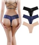 [Raiplusライプラス] ショーツ レディース パンツ レディース 下着 セクシー tバック ショーツ レディース 3枚 セット 女性用下着 レース ブラック ブルー ベージュ S