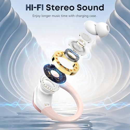 Image of HAOYUYAN Sports Bluetooth Headphones, 80Hrs Playtime Wireless Earbuds with LED Power Display, IPX7 Waterproof Earphones for Workout /Running, Noise Canceling Headset Ear Buds Rose Gold