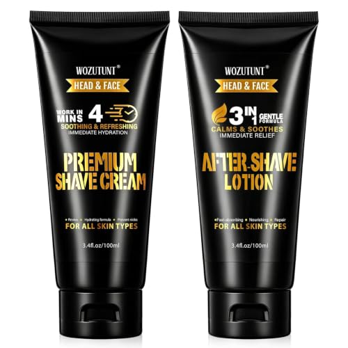 WOZUTUNT 3.4 FL OZ Aftershave for Men Set, Post Shave Balm &amp; Shaving Cream