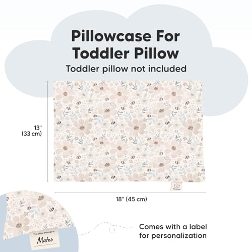 Image of KeaBabies Toddler Pillowcase 13 inchx18 inch - Organic Cotton Toddler Pillowcase for Kids, Boys, Girls, Soft & Durable Cotton Cover for Miniature Sleepy Pillows,Cute Colors,Pillow Sold Separately(Flora Vale)
