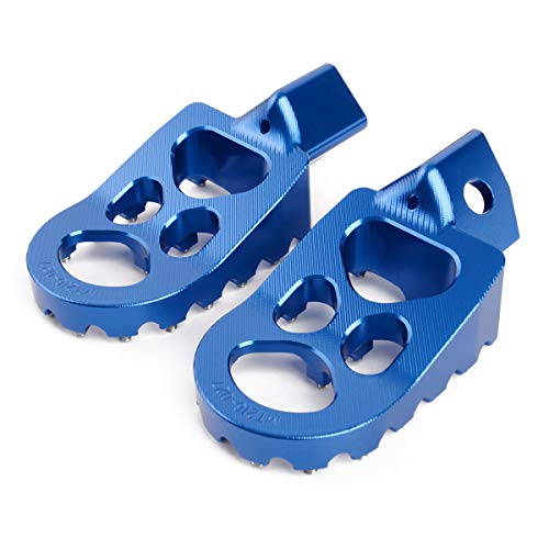 Motor-mh Wide CNC Motorcycle Foot Pegs Footrest for Yamaha PW50 1981-2019, PW80 1983-2017, TTR90 2000-2003, TW200 1987-2020 Blue - Thumbnail 5
