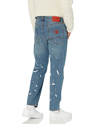 Armani Exchange Men's Splatter Paint Medium Blue Tapered Denim Jeans2