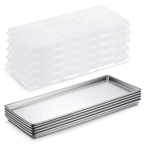 5 Sets Medium Metal Trays With Lids Compatible for Harvest Right Freeze Dryer Medium Tray Stackable Freeze Dryer Trays with Covers Medium Freeze Dryer Accessories Pre-Freezing & Dust Protection