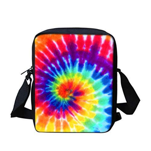 Jeocody Colorful Rainbow Tie Dye Small Messenger Bag Handbag Adjustable Strap Crossbody Bag Cell Phone Purse #TOP7
