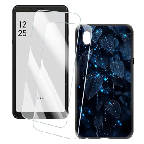 OAGELIM 2 Pack Screen Protector + Case Compatible with Hisense A5C (5.84 inch) Case Artistic Cover and Tempered Glass Film Anti-Scratch (Leaves)