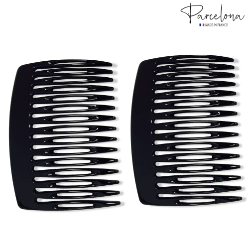 Peine lateral Parcelona negro brillante 15 dientes 2 piezas miniatura 5