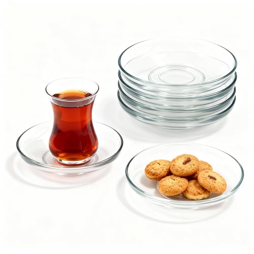 the mask el turko Glass Saucer Plates Set of 6, Coffee & Tea Saucers, Dipping Sauce Cups, Soy Sauce Dish, Small Plates for Side Dishes, Appetizer Plates for Home Kitchen