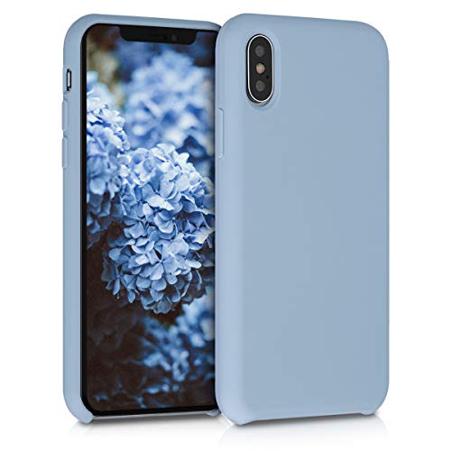kwmobile Carcasa Compatible con Apple iPhone XS Funda - Case TPU y Silicona antigolpes - Apto Carga inalámbrica - Azul grisáceo