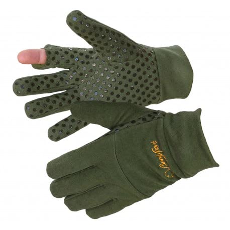 BENISPORT Guantes de montañana Finos Antideslizantes de Color Verde, Dedo Fuera - Outdoor | Tiro | Caza (M)