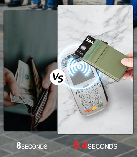 Image of TOYFID Slim Wallet for Men - Pop Up Card Holder Wallet,Minimalist Business Wallet,Credit Card Wallet with Money Pocket,Metal Card Case Wallet,RFID Blocking,Can Hold 6 Credit Cards