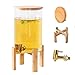 BOVDC Dispensador de Agua Cristal,Dispensador de Jugo con Soporte y Tapa de Madera para Bebidas Calientes o Frías,Ideal para Oficinas de Fiestas Familia y Buffets（5L/8L 8L