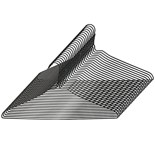 Hanaten 針金ハンガー 46cm幅 クリーニング屋 ハンガー 大きいサイズ (黒, 25本)