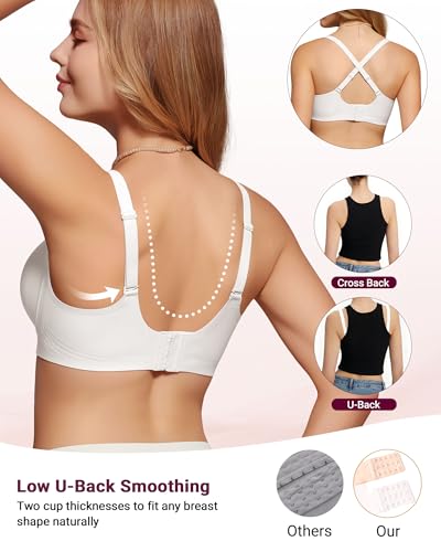 Image of As Fairy Wireless Bras for Women Full Coverage Seamless Scalloped Push Up No Underwire Everyday Bra with Air Holes