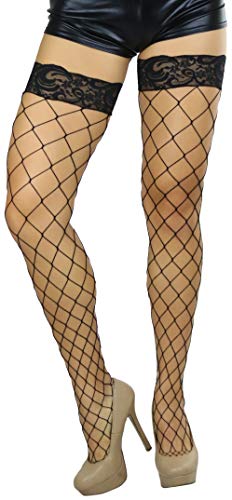 Image of ToBeInStyle Women's Vibrant Large Net Fishnet Thigh High Elastic Nylon Novelty Stockings