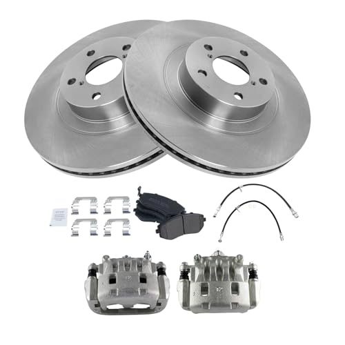 Image of TRQ Front Brake Pad and Rotor Set Semi Metallic Calipers | For 2009-2010 Subaru Forester