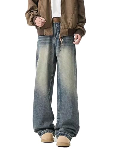 Y2k Wide Leg Baggy Jeans Mens Casual Pants Straight Leg Denim Jeans Hip Hop Loose Fit Streetwear