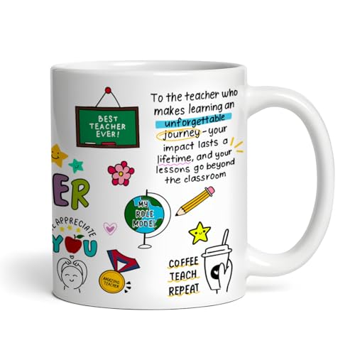 Image of DAYS Personalized Mug Custom Teacher's Name Appreciation Mug, Daily Affirmations, Teacher Thank You Gift Motivational Coffee Mug